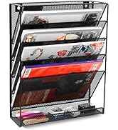 EasyPAG Wall File Holder 5 Tier Vertical Hanging File Organizer Wall Mount Paper Folder Rack with...