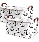 Ehigta 2PC 22L Anchor Decor Cute Bins - Foldable Boat Storage Organizer, Waterproof Nautical Gift...