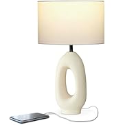 Brightech Artemis LED Table Lamp - Unique, Modern, Natural Ceramic Lamp for Bedside, Nightstand, ...