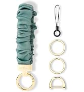 WEESMILE Keychain Wristlet, Stretchy Key Chain for Car Keys with D ring, Cute Scrunchie Wrist Bra...