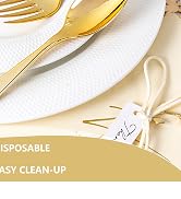 Joyido 150 PCS Gold Plastic Silverware - Gold Plastic Flatware Disposable - Heavy Duty Disposable...