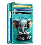 Yonlevres Credit Card Holder Slim Wallet, Elephant RFID Wallet Women Front Pocket Small Card Hold...
