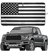 American Flag Windshield Sun Shade, High-Resolution Car Sun Shield with Mirror Cut-Out for Automo...