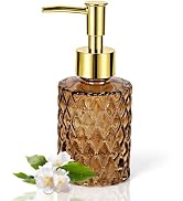 Retyion Glass Hand Soap Dispenser with Gold Pump for Bathroom/Kitchen,Amber | Small Crystal Soap ...