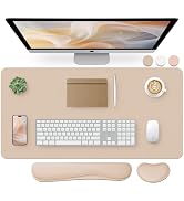 Bloss Leather Desk Pad and Keyboard Wrist Rest, Large Mouse Pad + Keyboard Pad+Mouse Wrist Suppor...