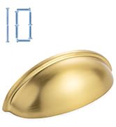 KOOFIZO Bin Cup Drawer Pull - Brushed Gold Cabinet Handle, 76mm / 3 Inch Screw Spacing (10 Pack) ...