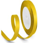 HimBen 3/8 Inch 25 Yards Satin Ribbon Yellow, Solid Color Fabric Ribbon for Gift Wrapping, Weddin...