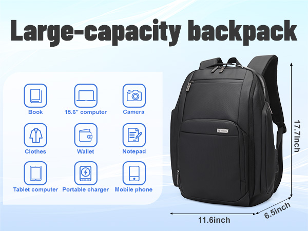 Fits 15.6 or 17.3 Inch Laptop Backpack (Black)