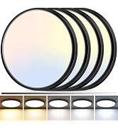 zemty 4Pack LED Flush Mount Ceiling Light, 12 Inch 24W Dimmable Round Ceiling Fixture, Black Low ...