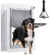 Dog Door for Wall Steel Frame, Telescoping Tunnel & Double Food-Grade Silicone Flaps Pet Door, Do...