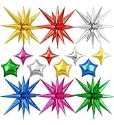 14pcs Colorful Star Balloons, 22/10 Inch Assorted Colors Rainbow Star Foil Balloon, for Kids Boy ...