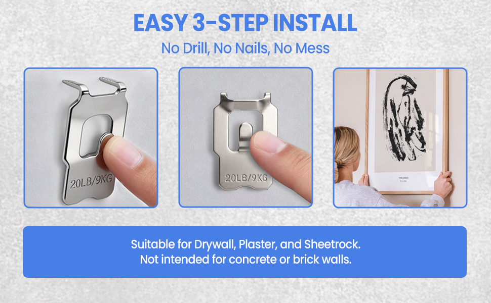 How to hang picture on sheetrock and plaster, no drill mounting assistant for canvas art and mirror