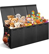 Extra Large Toy Box with Lids - Sturdy Collapsible Kids Storage Organizer Big Bin Chest Basket wi...