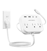 2 Prong Power Strip with Flat Plug Cord