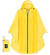 YOOTUKL Unisex Hooded Rain Poncho, Waterproof Raincoat Jacket with pocket for Adult, Rain Coat fo...