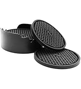 IYYI Silicone Drink Coasters Set of 6 in Holder, Cup Coaster for Drinks Deep Grooved Absorbent Co...