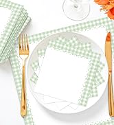 sage green gingham cocktail napkins paper dessert beverage napkins disposable checkered party napkin