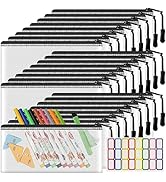 YOPCDJ 24 Pack mesh Zipper Pouch Bags Small, Zipper Pencil Pouches, 9.2 x 4.7 in Clear Pencil Pou...