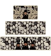 InIsaJace Easter Kitchen Mats Set of 3, Black Bunny Egg Kitchen Rugs Non Slip for Floor, Easter D...