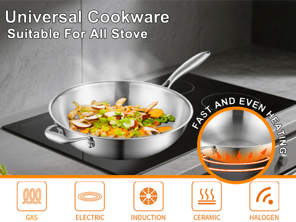 stainless steel wok 12 inch