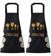 DILLMAN Women Kitchen Apron with Hand Wipe Pockets,Big Pocket,Hand-wiping, Waterproof for Cooking...