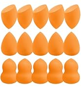 Makeup Sponges 15 Pack Orange Soft Latex-Free Reusable for Flawless Finish | Gentle on sensitive ...