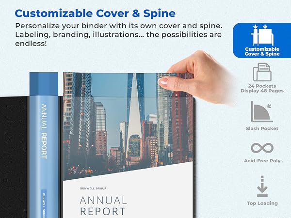Dunwell Presentation Book 8.5x11 24-Pocket - Customizable Cover & Spine