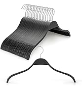 TOPIA HANGER Slim Wooden Hangers with Extra Soft Non-Slip Rubber Grips, 18-Pack High-Grade Fashio...