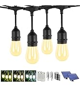 Dott Arts 100FT (2X50FT) Solar Outdoor String Lights Waterproof with Dimmable Remote,3-Color in 1...
