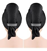 GLIMGLINT 2 Pack Black Microfiber Hair Towel Wrap for Long, Thick, Curly Hair, Super Soft, Fast D...