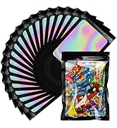 LOKQING 200 Pcs Holographic Bags Black Mylar Bags with Window Smell Proof Bags Resealable Bags fo...