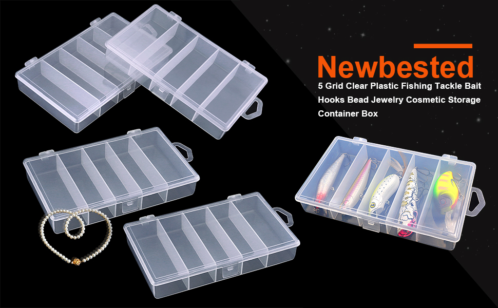 5 Grid Clear Plastic Fishing Tackle Bait Hooks Bead Jewelry Cosmetic Storage Container Box