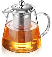 Glass Teapot with Infuser Tea Pot 32oz/43oz Tea Kettle Stovetop Safe Blooming and Loose Leaf Tea ...