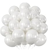 Adeyoo Pearl White Balloons 12 inch, 50pcs White Latex Balloons Round Party Balloon for Wedding, ...