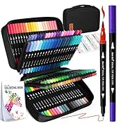 120 Colors Dual Tip Brush Pens Art Markers for Adult Coloring Books, Artist Drawing Sketch Marker...
