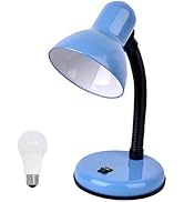 GZGLUZ Desk Lamp with LED Bulb, (Blue) Flexible Gooseneck with Table lamp 6000K Metal Desk Lamp w...