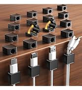 20 Pack Cord Organizer Holder, Strong Adhesive Desk Cable Management Magnetic Easy Open,Organize ...