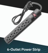 STEREN 6-Outlet Power Strip with 3ft Cord, Right Angle, 90 Degree, Black