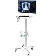 MB-C13-2 Lightweight Medical Trolley Cart for 17" to 32" Monitor with Keyboard Table, Basket, Sca...