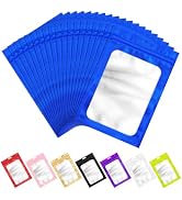 100 PCS Resealable Mylar Bags with Zip and Frosted Clear Window Packaging Bags Foil Pouch Zipper ...