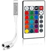 RGB Remote Controller, 24 Key IR Wireless Remote Control for 5050 3528 2835 RGB LED Strip Lights,...