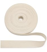 SEMINI 100% Natural Cotton Beige Twill Tape 10 Yards 1'' Herringbone Webbing Ribbon for Edge Bind...