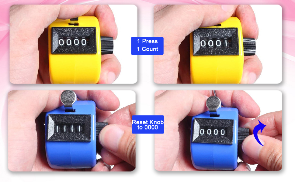 Hand Tally Counter 4 Digital Click Counter for Sport Row School Event Pitch Umpire Click Counter