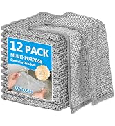 WYDZKJ 12Pack Multipurpose Wire Dishwashing Rags, Upgrade Non Scratch Wire Dishcloth, Silver Mesh...