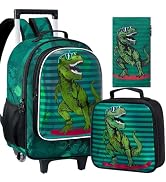 AGSDON 3PCS Rolling Backpack for Girls Boys, Kids Roller Wheels Bookbag, Wheeled School Bag with ...