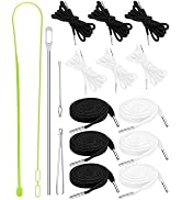 FIVEIZERO 16pcs Drawstring Cord Kit-12pcs Hoodie Strings (Flat & Round,Black & White) with Drawst...