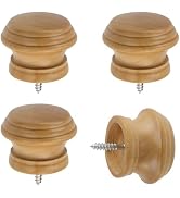 Antrader Finials for Curtain Rods,Wood Curtain Rod Finial,4Pcs | Replacement Finials with M5 Scre...
