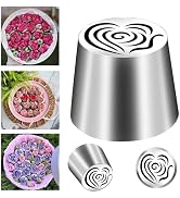 FANTEXY Extra Large Russian Piping Tip - Seamless Food Grade Stainless Steel Rose Heart Floral No...