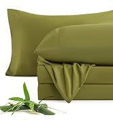 JSD 100% Viscose Derived from Bamboo Sheet Set Queen, Olive Green Cooling Sheets for Hot Sleepers...