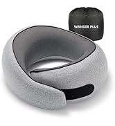 WANDER PLUS Travel Neck Pillow, Pure Memory Foam Neck Pillow for Airplanes, Comfortable Breathab...